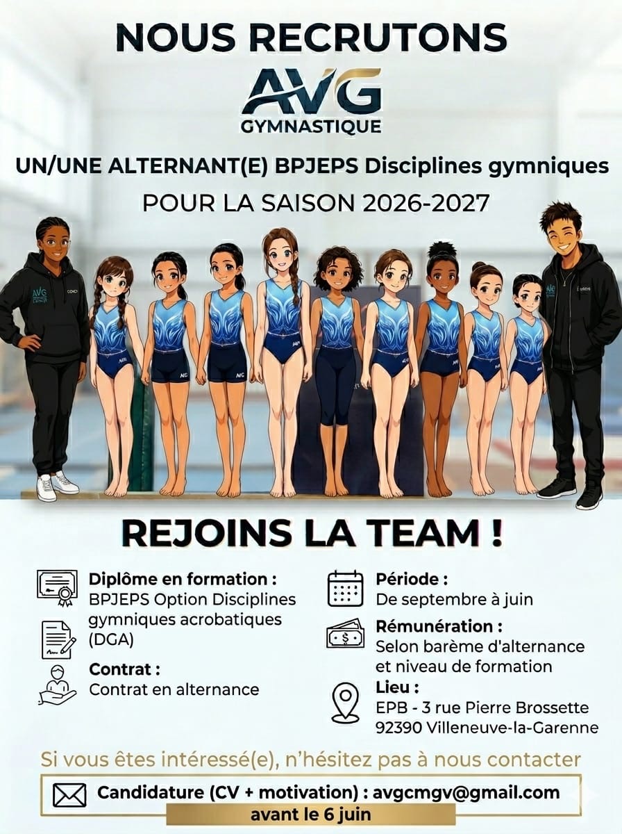 Le club de Villeneuve la Garenne (92) recherche un/e alterant/e BPJEPS