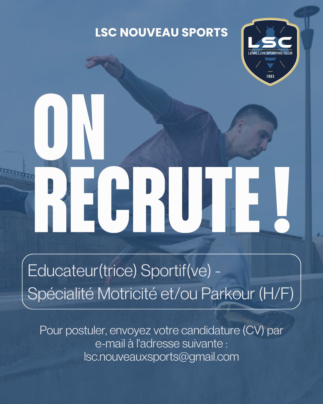 Poste à pourvoir d’un Educateur(trice) Sportif(ve) - Spécialité Motricité et/ou Parkour (H/F)