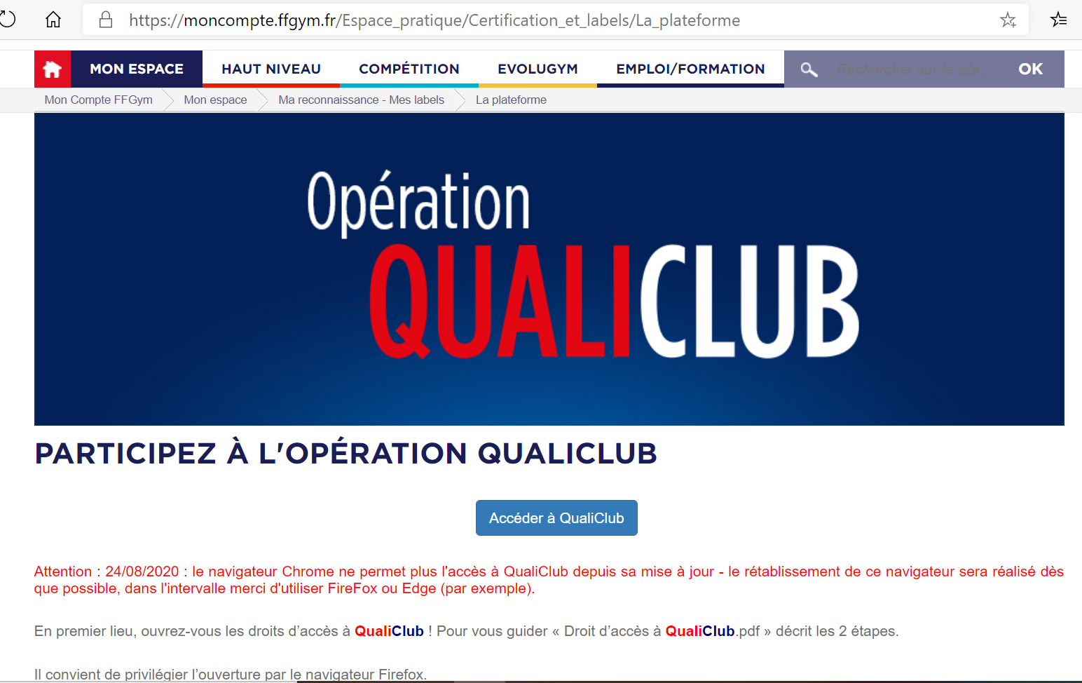 QualiClub : Clubs affiliés Or QualiClub : Clubs affiliés Or