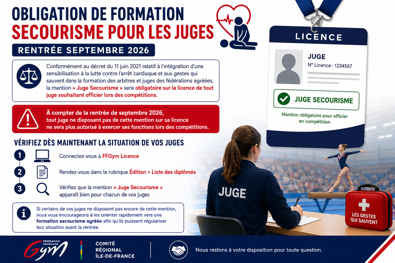 Obligation de formation secourisme pour les juges